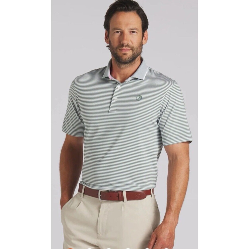 Arnold Palmer PUMA Mens XL Golf Polo Shirt MATTR TRADITIONS Green Striped AP